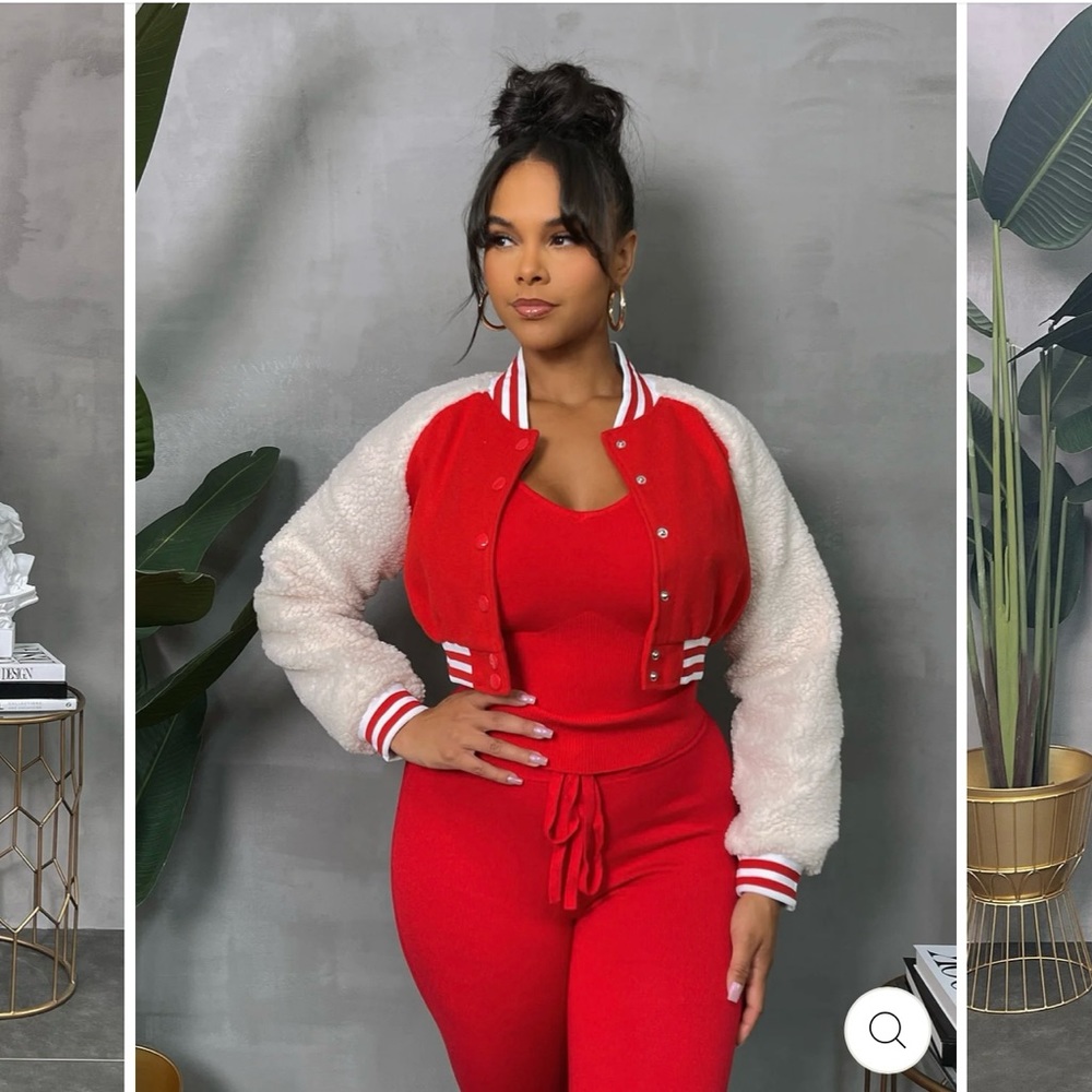 Varsity jacket with fur sleeve